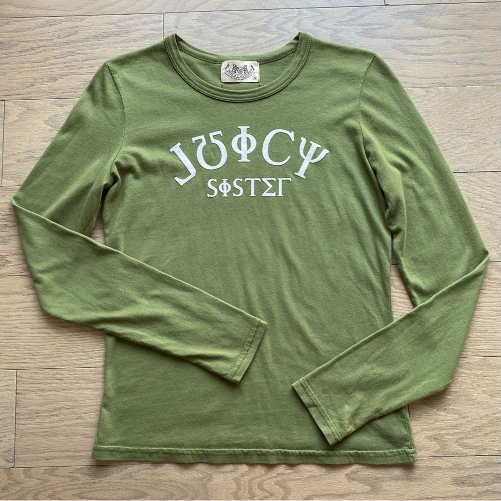 Juicy Couture “JUICY SISTER” Green y2k tee RARE - Picture 6 of 8